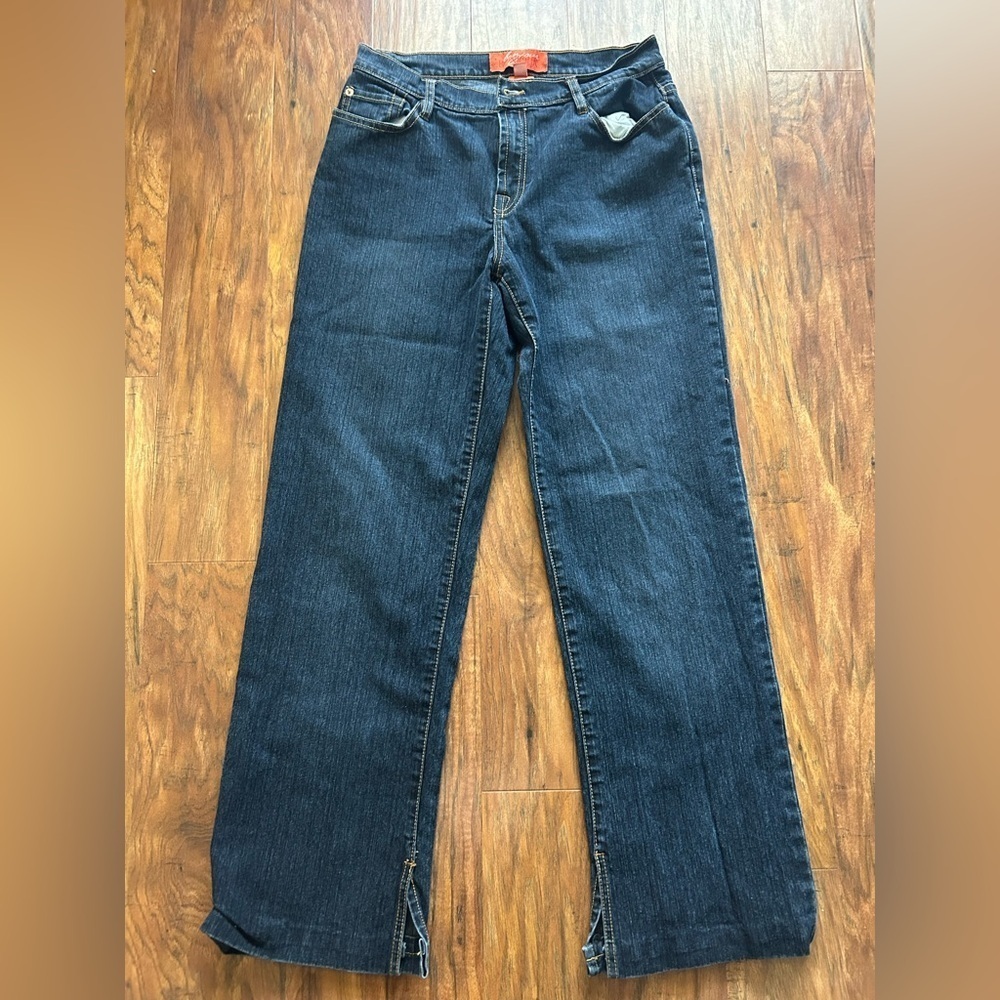 Wide Leg Dark Denim Wash Jeans Pockets Women Size 10 Bonjour Normcore 90s